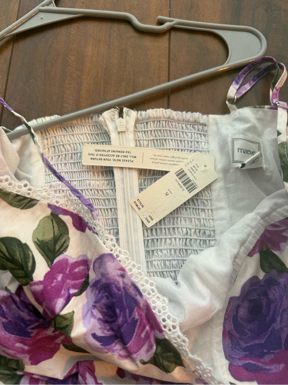 Maeve Floral Lace-Trim Slip in Purple and Green